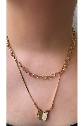 گردنبند استیل ( فولاد ) طلائی زنانه استیل ضد زنگ NeGa Store - کد 841090253