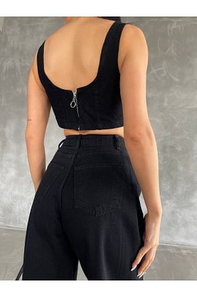 شلوار جین مشکی زنانه پاچه پهن REELMODA - کد 856658170