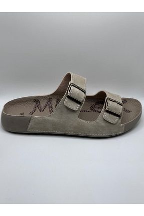 دمپائی بژ زنانه چرم مصنوعی MULEX - کد 812088920