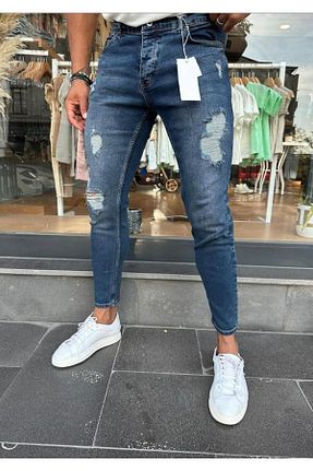 شلوار جین آبی مردانه پاچه تنگ TÜZeMEN - کد 739495704