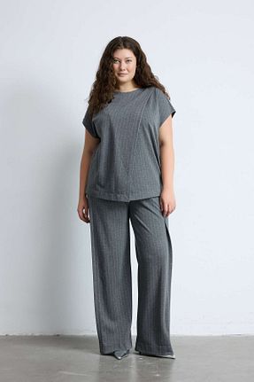 بلوز سایز بزرگ طوسی زنانه دو سینه LUOKK - کد 856817914