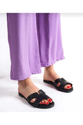 دمپائی مشکی زنانه چرم خالص ERNİLA - کد 802950985