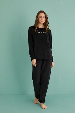 ست لباس راحتی مشکی زنانه ساده Mihra Stil - کد 856878328