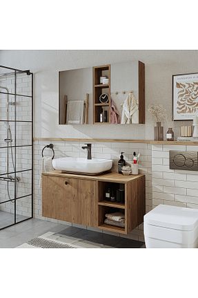 قفسه حمام قهوه ای MDF ROOMART - کد 817577657