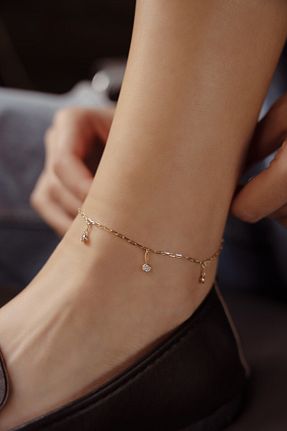 خلخال طلا سبز زنانه 14 عیار Başbuğ Mücevher - کد 856877966