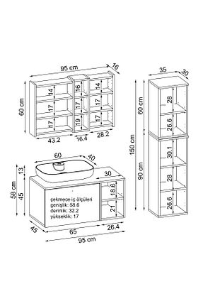 قفسه حمام سفید MDF ROOMART - کد 817652416