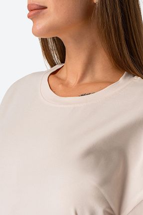 تیشرت بژ زنانه گشاد Happyfox - کد 846443624