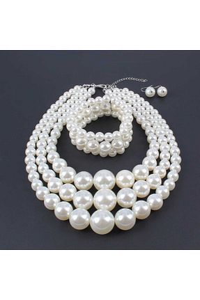 ست جواهر بژ زنانه روکش نقره İPAR AKSESUAR - کد 772024384