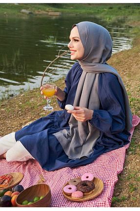 روسری طوسی پنبه ای Mides scarf - کد 449899239