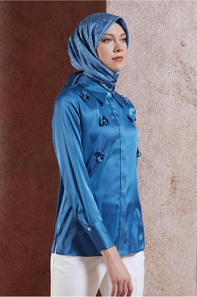 روسری آبی ساتن Alvina - کد 853990098