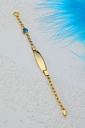 دستبند طلا زرد بچه گانه 14 عیار MOOM MÜCEVHERAT - کد 91600294