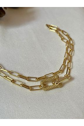دستبند استیل (فولاد) طلائی زنانه استیل ضد زنگ NAZLI - کد 856926388