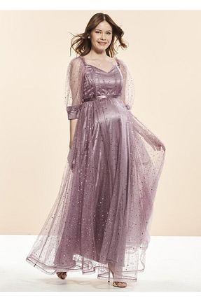 لباس مجلسی بارداری بنفش زنانه آستین کوتاه Genel Markalar - کد 362077728