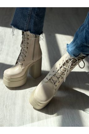بوت / نیم بوت بژ زنانه چرم مصنوعی SHOEBOURNE - کد 856997278