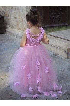 لباس مجلسی و فارغ التحصیلی صورتی بچه گانه ساتن Patiska Nostalji - کد 132947500