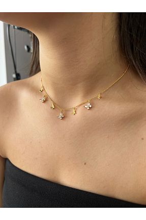 گردنبند جواهر طلائی زنانه برنجی stainless steel - کد 857009703