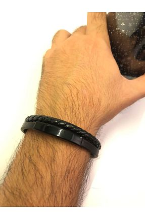 دستبند جواهر مشکی مردانه چرم My Moment - کد 857010619