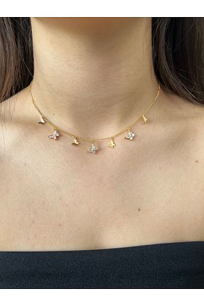 گردنبند جواهر طلائی زنانه برنجی stainless steel - کد 857009703