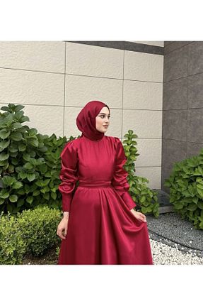 شال زرشکی زنانه شیفون BYATEİLER - کد 777552755