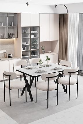 ست میز آشپزخانه سفید فلزی Dekoport - کد 856010524