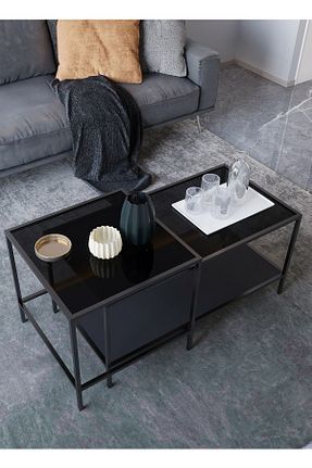 میز جلو مبلی مشکی فلزی Dekoport - کد 726698097