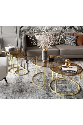 میز جلو مبلی طلائی فلزی Dekoport - کد 735995112