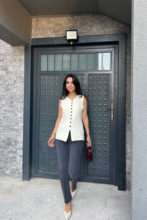 شلوار طوسی زنانه پنبه ای Seda Yalçın Atelier - کد 856023963