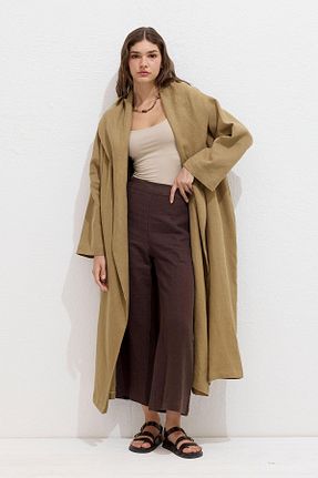 ترنچکت زرد زنانه کتان Manuka - کد 857126792