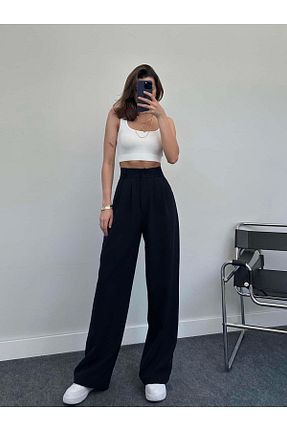 شلوار پارچه ای مشکی زنانه بلند Bak