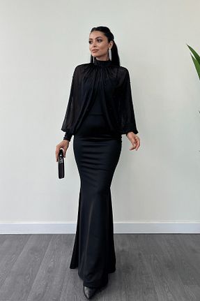 لباس مجلسی و فارغ التحصیلی مشکی زنانه پلی استر giyimmasalı - کد 766278903