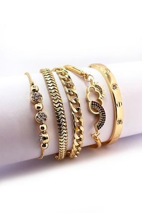 دستبند جواهر طلائی زنانه برنجی Onouqo - کد 851718608