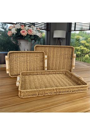 سینی خاکی حصیر Karma Home - کد 857290600