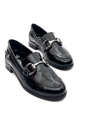 کفش لوفر مشکی زنانه چرم خالص Venüs - کد 857290196