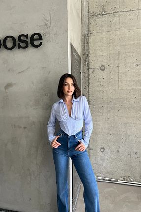 شلوار جین آبی زنانه پاچه گشاد XRAY JEANS - کد 856919071