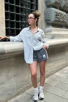شلوارک و برمودا طوسی زنانه فاق بلند Bases - کد 851607346