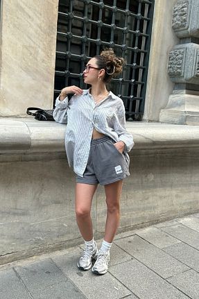 شلوارک و برمودا طوسی زنانه فاق بلند Bases - کد 851607346