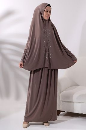 لباس حجاب قهوه ای زنانه اورسایز ihvanonline - کد 778804744