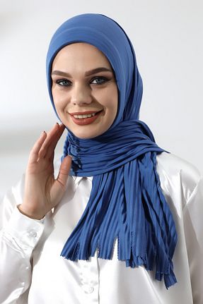 شال آبی زنانه پنبه ای ihvanonline - کد 782596567