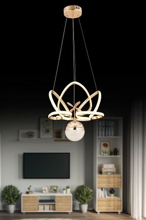 لوستر طلائی آلومینیوم OSC HOME AYDINLATMA TASARIM - کد 857358864
