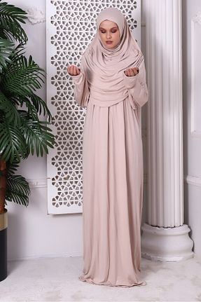 کلاه و ابایا بژ زنانه بافتنی ihvanonline - کد 368335495
