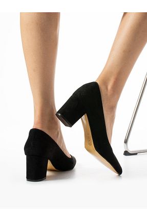 کفش پاشنه بلند کلاسیک مشکی زنانه چرم مصنوعی Alemdar Shoes - کد 857384059