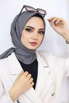 روسری طوسی پنبه پلی استر Huzurlu İpek - کد 822539094