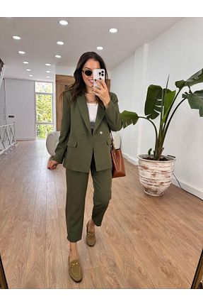 ست بالاتنه و پائین تنه خاکی زنانه بافتنی GAMZE ALPTEKİN - کد 857007669