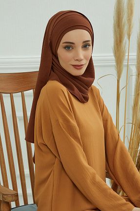 شال قهوه ای زنانه پنبه - پلی استر کد 280933857