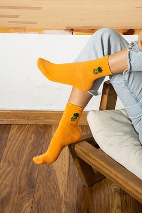 جوراب اسپرت زرد زنانه پنبه ای Socks Here - کد 824363669