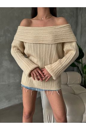 پلیور بژ زنانه ساده 128ve980 - کد 856684789