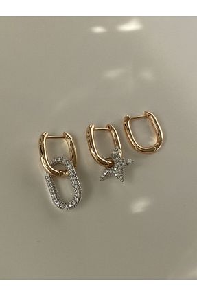 گوشواره جواهر طلائی زیرکن Vi store - کد 135440175