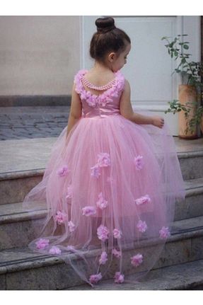 لباس مجلسی و فارغ التحصیلی صورتی بچه گانه ساتن Patiska Nostalji - کد 132947500