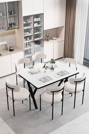 ست میز آشپزخانه سفید فلزی Dekoport - کد 856010524