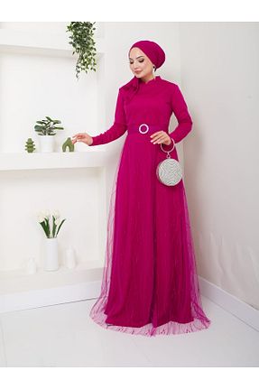 لباس مجلسی حجاب صورتی زنانه یقه ماهیگیر Genel Markalar - کد 857163862